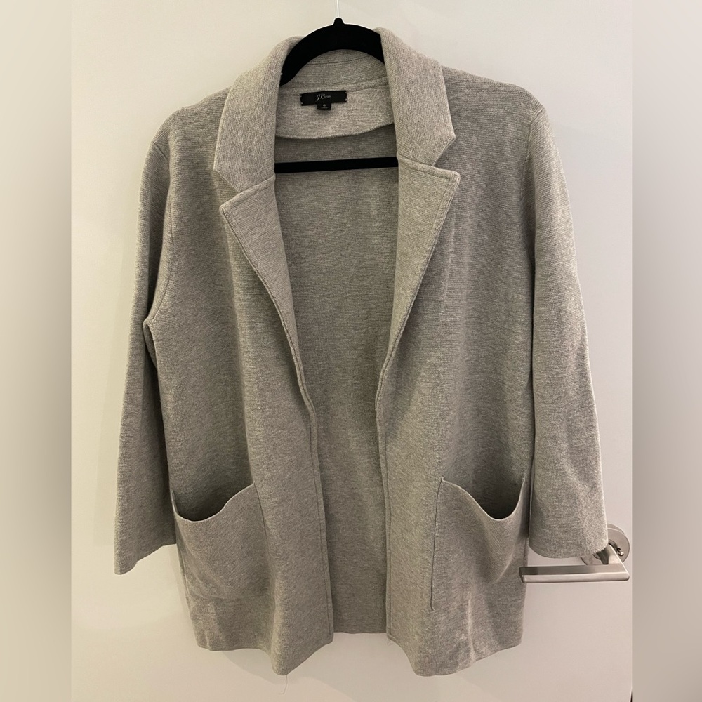 J. Crew Gray Cardigan Sweater with Notched Lapel